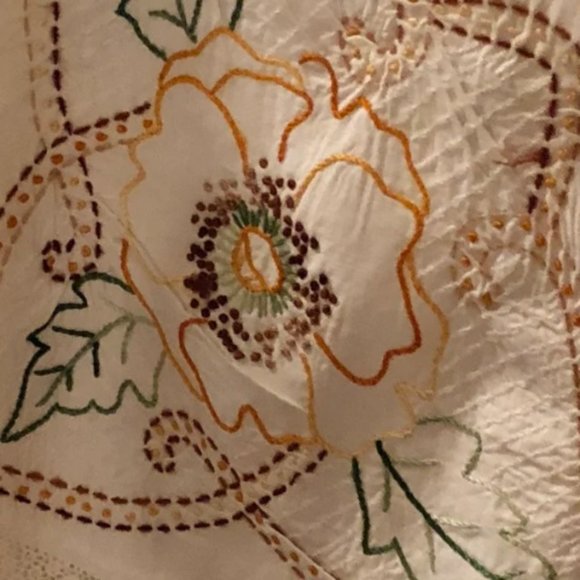 Vintage Embroidered Luncheon Cloth - Kitchen Tablecloth - Dining - Lace - Picture 5 of 10